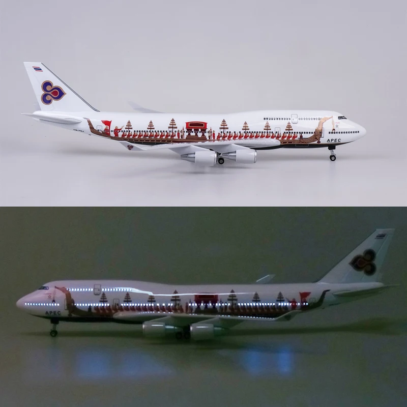 

Diecast THAI Airline Model W Light and Wheel Landing Gear Resin Toy 47CM Thailand Dragon Boat 747 Plane Model Toys B747 Aircraft