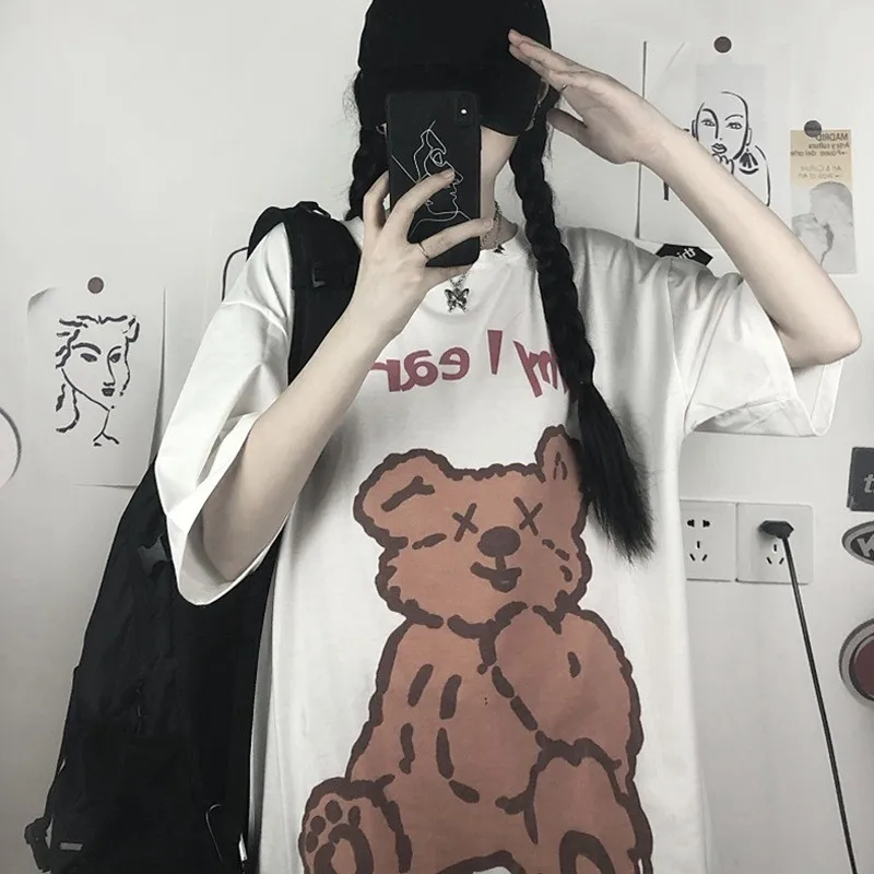 Harajuku Round Neck Tshirt Women Oversized T Shirt Summer 2021 New Bear Print Loose Cotton Street Clothes Kawaii Casual Top Tee
Harajuku Round Neck Tshirt Women Oversized T Shirt Summer 2021 New Bear Print Loose Cotton Street Clothes Kawaii Casual Top Tee