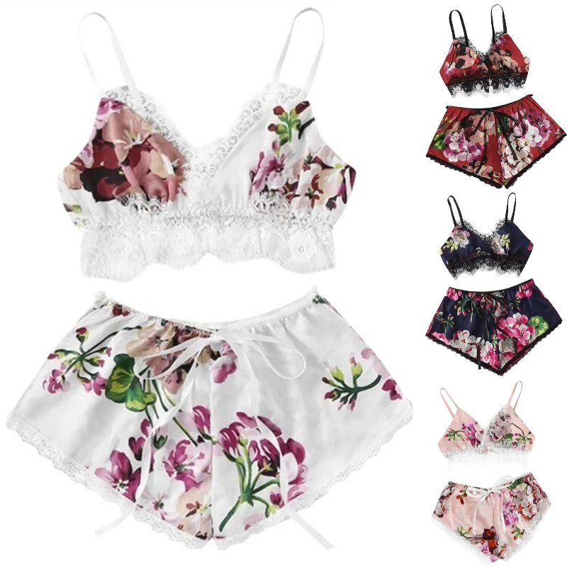 2021 New Lounge Sleep Pajama Set Sexy Satin Sleepwear Women Summer Pyjama Femme Fashion Flower Pajamas For Women Lingerie
2021 New Lounge Sleep Pajama Set Sexy Satin Sleepwear Women Summer Pyjama Femme Fashion Flower Pajamas For Women Lingerie