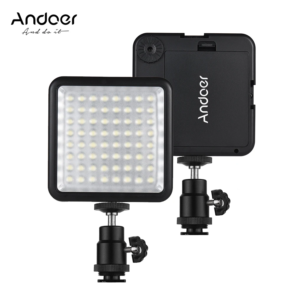 Andoer WY-64 64pcs Mini LED Light Panel 5W LED Video Lamp with 1/4 inch screw and 3 cold shoe mount 60° illumination angle
Andoer WY-64 64pcs Mini LED Light Panel 5W LED Video Lamp with 1/4 inch screw and 3 cold shoe mount 60° illumination angle