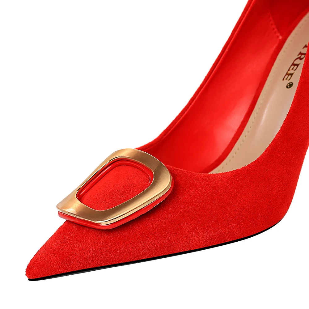 BIGTREE Fashion Sexy Banquet Women's Shoes High Heels Suede Shallow Mouth Pointed Metal Square Buckle Single Shoes Party Pumps
BIGTREE Fashion Sexy Banquet Women's Shoes High Heels Suede Shallow Mouth Pointed Metal Square Buckle Single Shoes Party Pumps