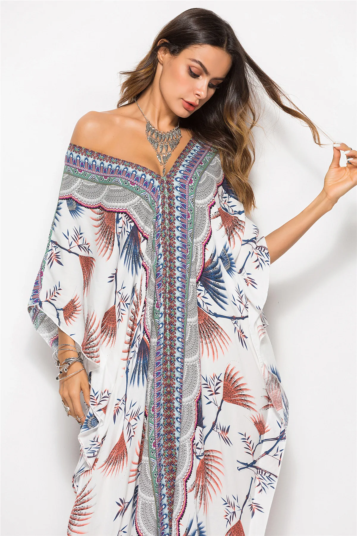 New Printed Bohemian Women Maxi Dress Batwing Sleeve Holiday Beach Wear Fashion Muslim Abaya Dubai Moroccan Kaftan Robe Vestidos
New Printed Bohemian Women Maxi Dress Batwing Sleeve Holiday Beach Wear Fashion Muslim Abaya Dubai Moroccan Kaftan Robe Vestidos