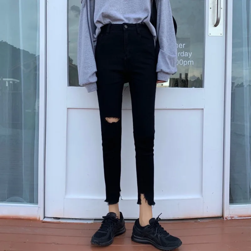 Black High Waist Ripped Denim (Ankle-Length Pants) Female 20221 Spring New All-Matching Slimming Skinny Pants Ins
Black High Waist Ripped Denim (Ankle-Length Pants) Female 20221 Spring New All-Matching Slimming Skinny Pants Ins