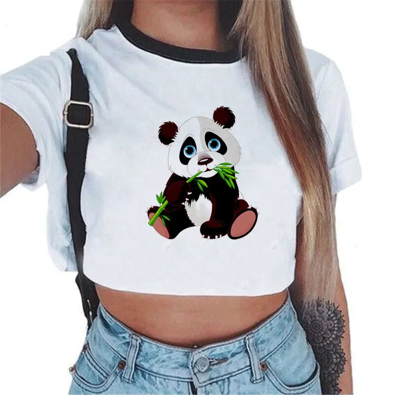 Women's Round Neck Fashion Trend Printing Sweet Navel Panda Print Top Polyester Casual Loose Short Plus Siz Short Sleeve T-shirt
Women's Round Neck Fashion Trend Printing Sweet Navel Panda Print Top Polyester Casual Loose Short Plus Siz Short Sleeve T-shirt