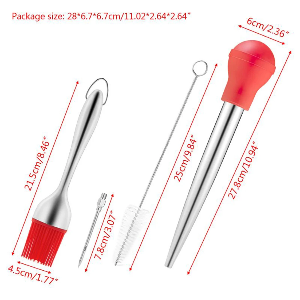 4PCShot Selling Turkey Baster Set Fashionable Practical Professional Silicone Basting Brush Cleaning Brush BBQ Tools 2 Colors
4PCShot Selling Turkey Baster Set Fashionable Practical Professional Silicone Basting Brush Cleaning Brush BBQ Tools 2 Colors