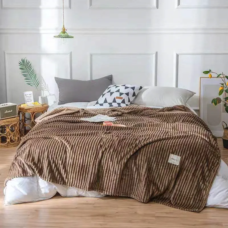 

Одеяла для кровати, Супермягкие стеганые фланелевые однотонные полосатые норковые покрывала для дивана, покрывало, зимние теплые одеяла