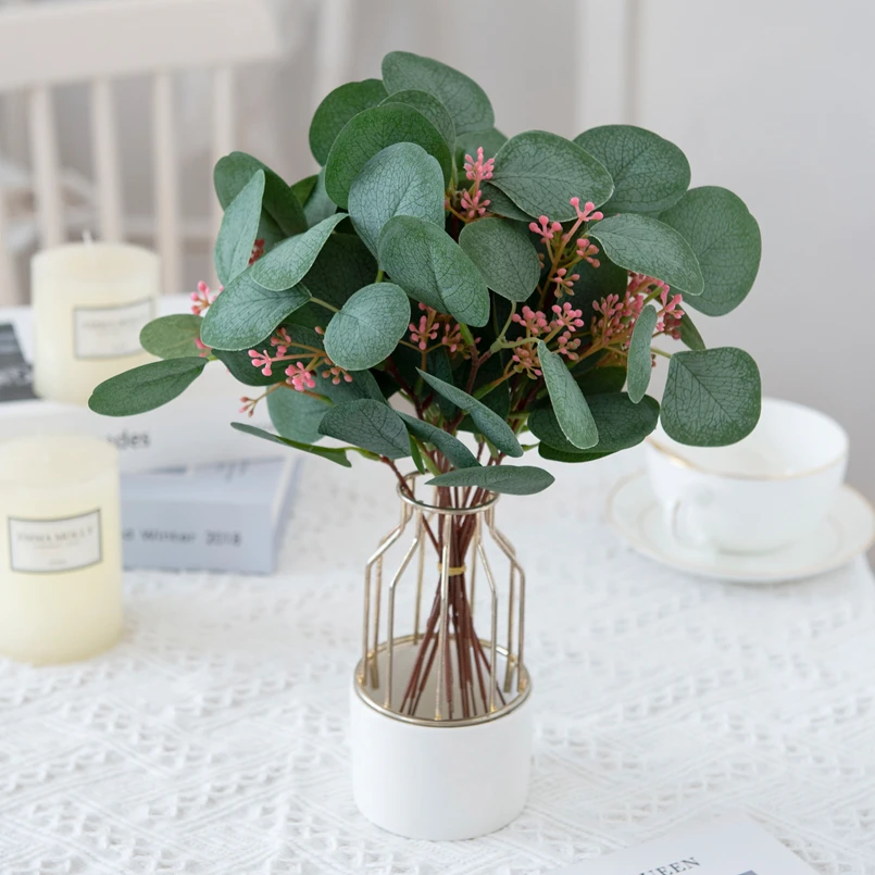 10PCS Artificial Silk Eucalyptus Leaf Stamen Diy Christmas Decorations Vase for Home Scrapbook Flowers Garden Wedding Fake Plant
10PCS Artificial Silk Eucalyptus Leaf Stamen Diy Christmas Decorations Vase for Home Scrapbook Flowers Garden Wedding Fake Plant