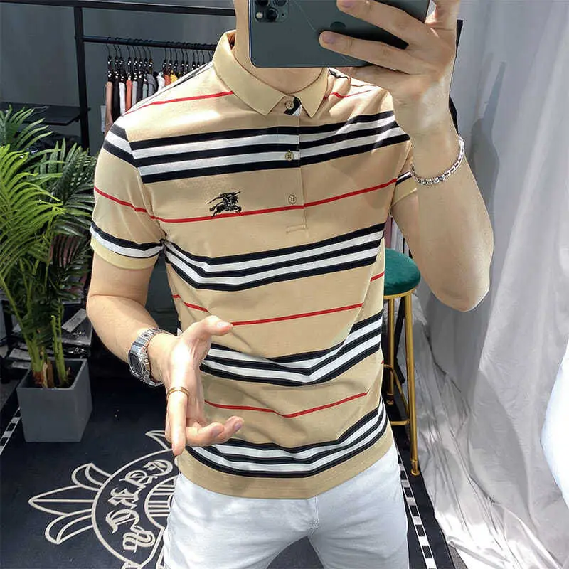 T-shirt Men's Trendy Brand Personality Striped Polo Shirt 2021 Summer New Light Luxury Men's Clothing
T-shirt Men's Trendy Brand Personality Striped Polo Shirt 2021 Summer New Light Luxury Men's Clothing