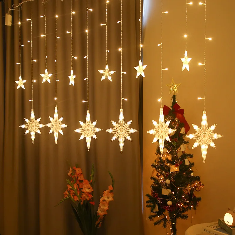 

Natal luzes de fadas festo led string luzes estrela lua guirlandas na janela cortina interior rvore decorao dia das bruxas casa
