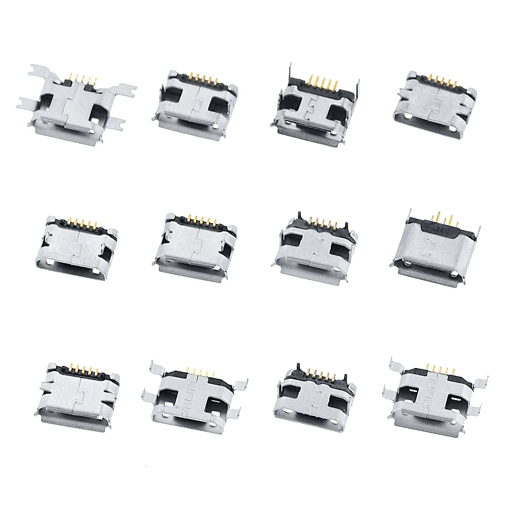 60 шт. 5-контактный разъем SMT Micro USB Type B гнездовой 12 моделей SMD Штекерный DIP |