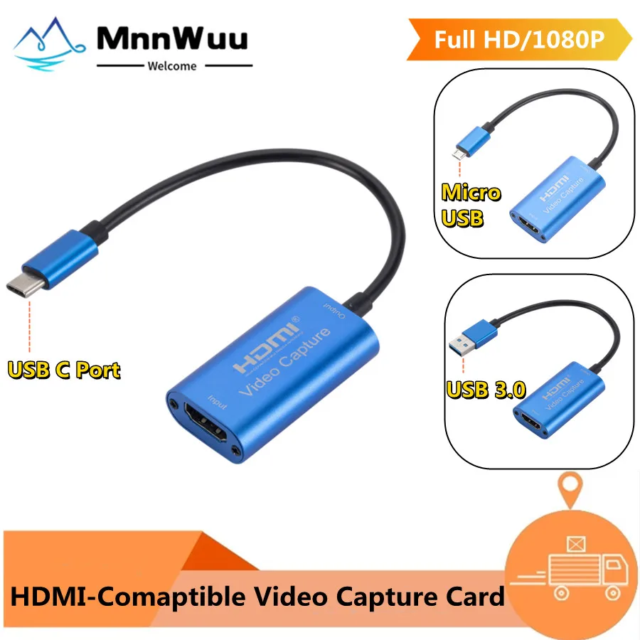 Type-C USB 3.0 Micro Video Capture Card HDMI-compatible to 1080P HD Game Record for Switch Live Streaming Broadcast Came - купить по