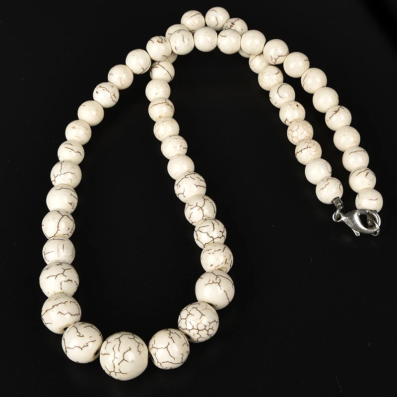 Retro White Turquoises Stone Chokers Tower shape Necklace 6-14mm For Women Charm Prayer Cross Clothing matching 18inche | Украшения и