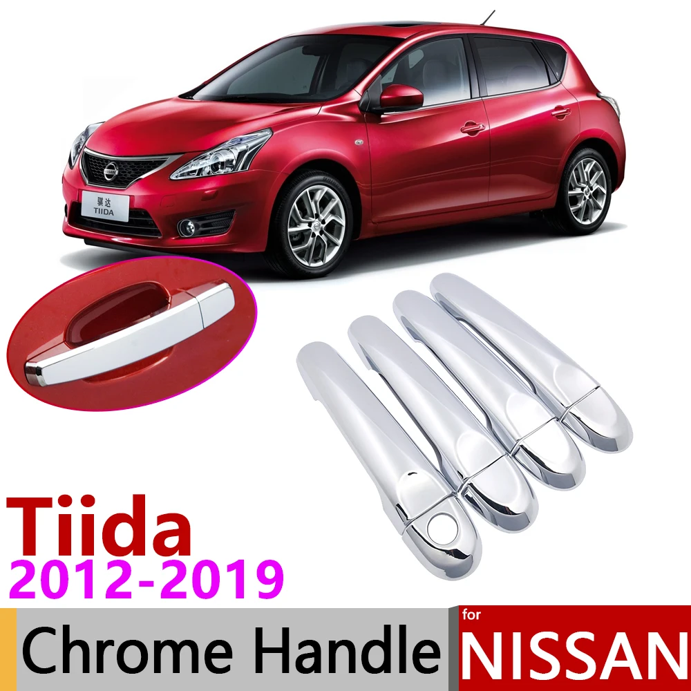 

for Nissan Tiida Pulsar C12 MK2 2012~2019 Chrome Door Handle Cover Car Accessories Stickers Trim Set 2013 2014 2016 2017 2018