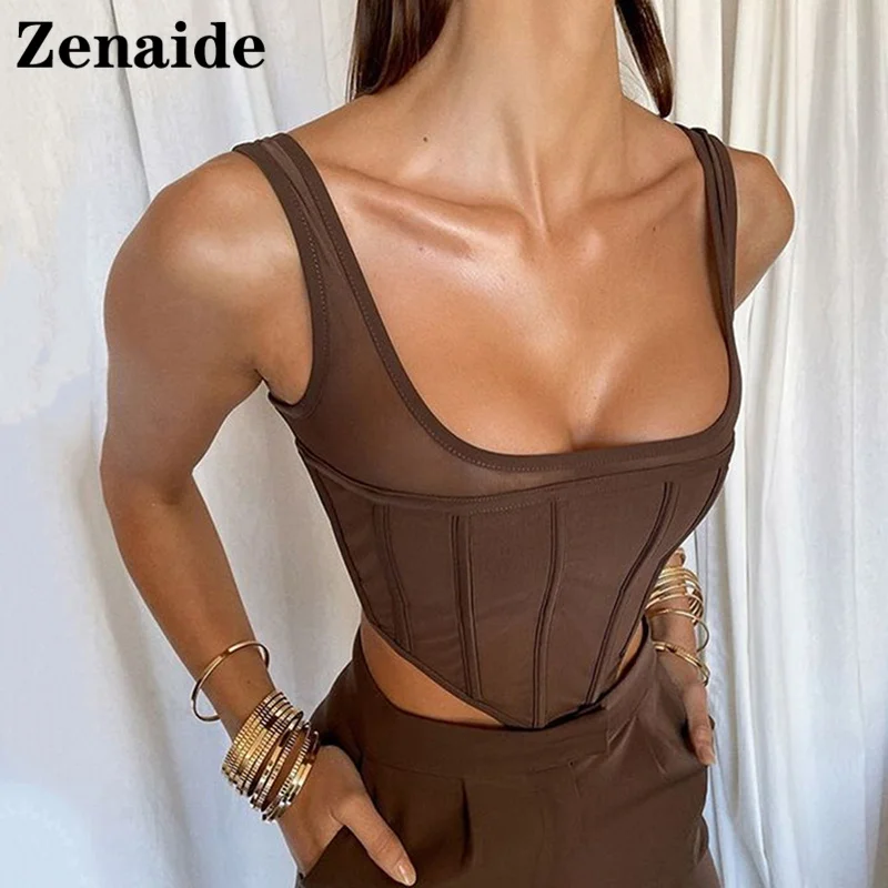 Zenaide Transparent Brown Sleeveless Tank Top Tube 2021 Autumn Women Fashion Off Shoulder Sexy Backless Club Corset Crop Tops
Zenaide Transparent Brown Sleeveless Tank Top Tube 2021 Autumn Women Fashion Off Shoulder Sexy Backless Club Corset Crop Tops