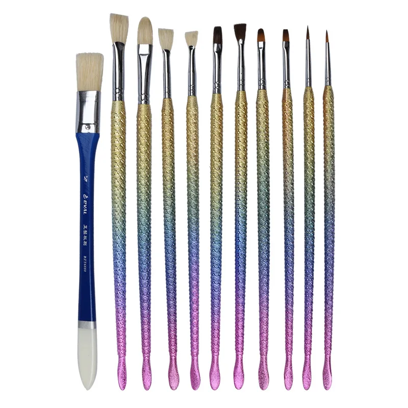 11pc Multifunctional Mermaid gradient color High quality plastic rod paint brush set student art oil painting gouache Watercolor
11pc Multifunctional Mermaid gradient color High quality plastic rod paint brush set student art oil painting gouache Watercolor