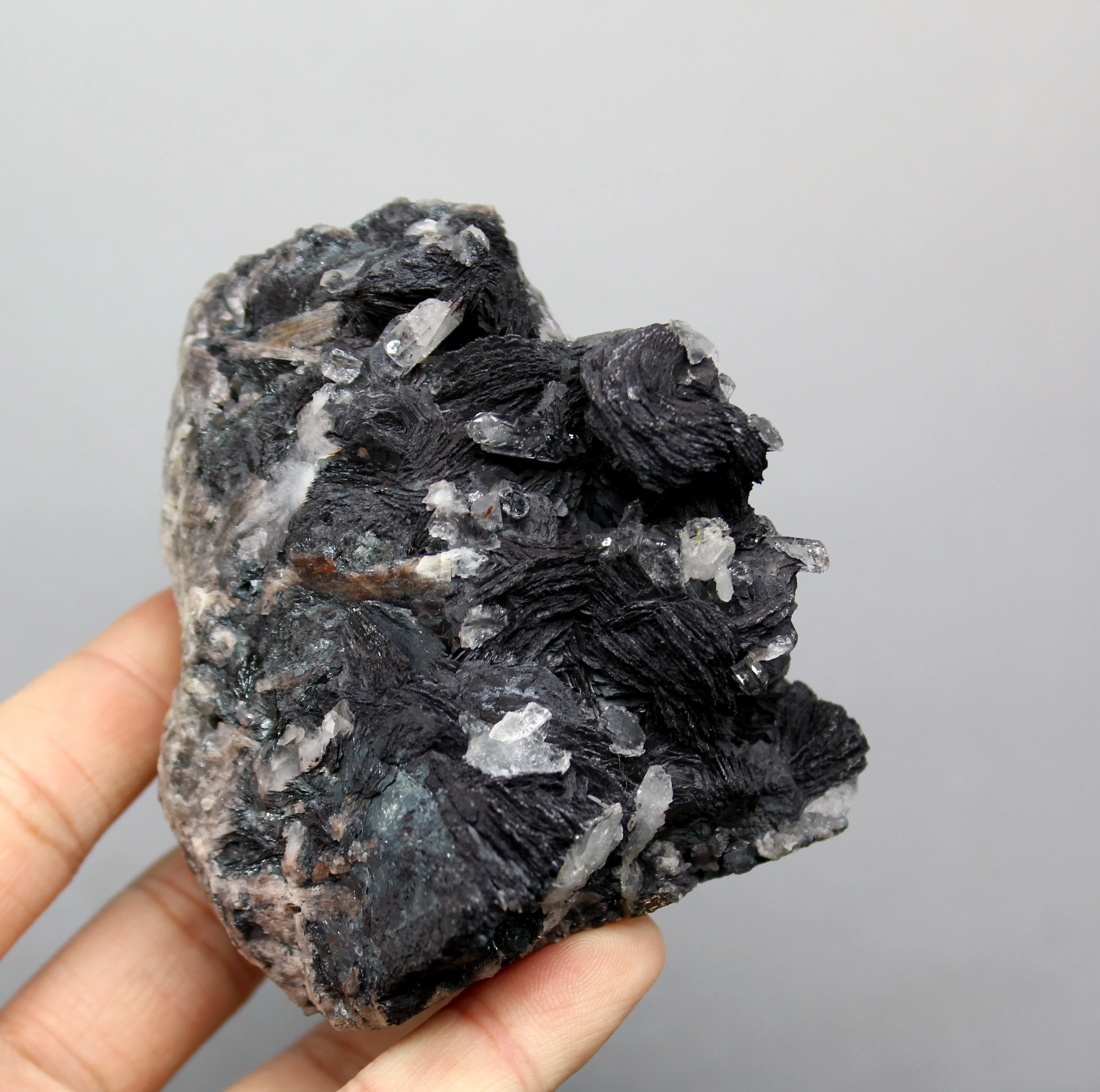 

658g Natural Specular hematite and crystal symbiosis mineral specimen crystal stones and crystals quartz healing crystal