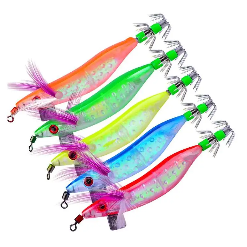 5Pcs Shrimp Fishing Lures Luminous Squid Jigs 10cm 8.1g 3D Eyes Octopus Cuttlefish Squid Hook Hard Artificial Bait
5Pcs Shrimp Fishing Lures Luminous Squid Jigs 10cm 8.1g 3D Eyes Octopus Cuttlefish Squid Hook Hard Artificial Bait