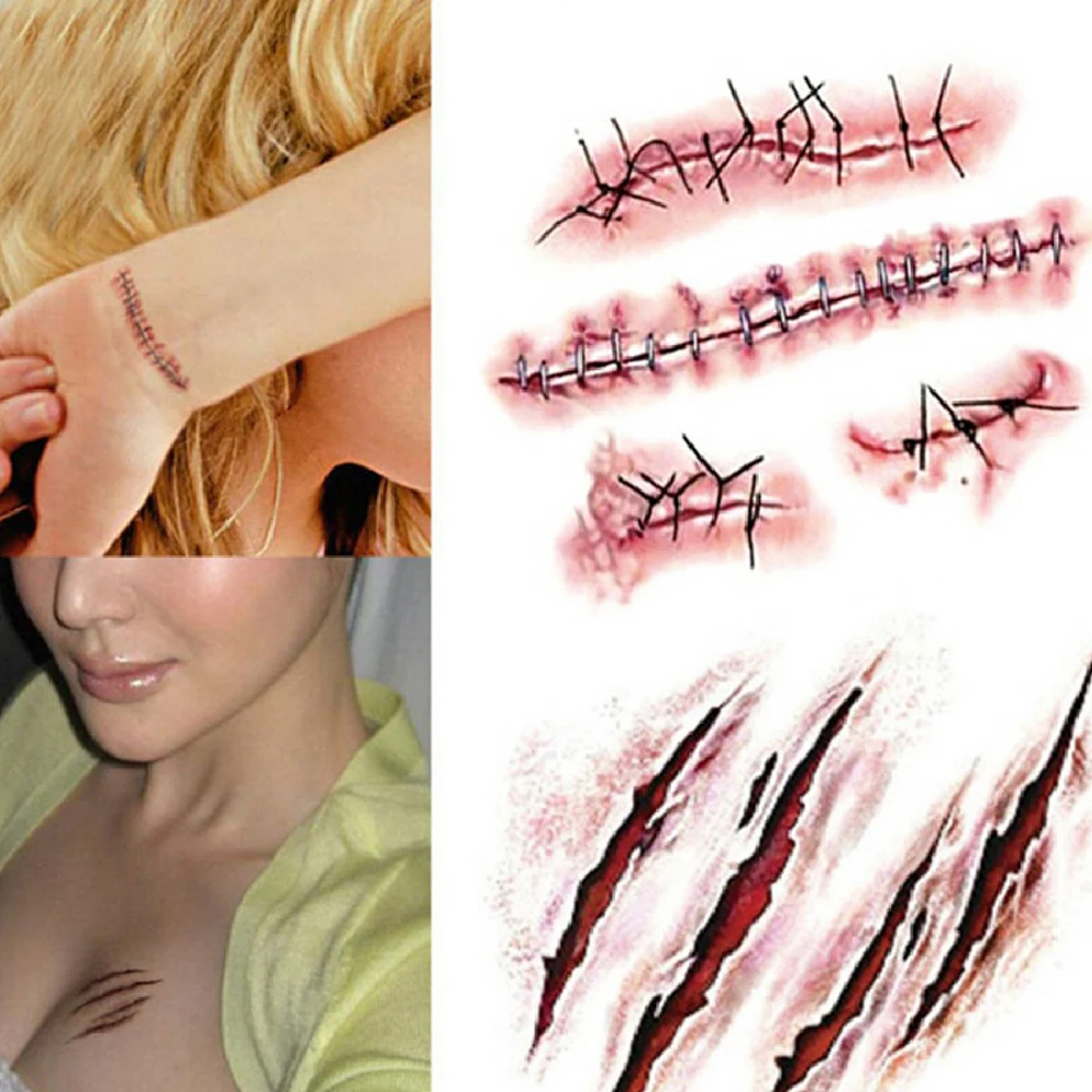 10PCS Halloween Scary Blood Injury Sticker Waterproof Zombie Scars Tattoos Fake Scab
10PCS Halloween Scary Blood Injury Sticker Waterproof Zombie Scars Tattoos Fake Scab