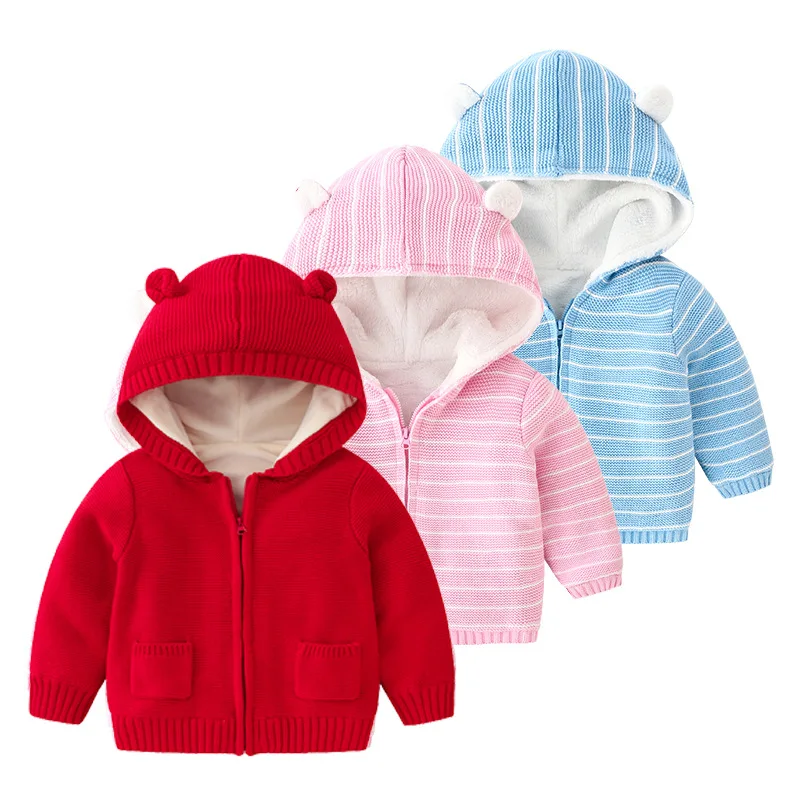 Kids Boys Girls Cute Winter Autumn Velvet Knitted Hooded Coats Striped Long Sleeve Jackets for Chidren Clothes
Kids Boys Girls Cute Winter Autumn Velvet Knitted Hooded Coats Striped Long Sleeve Jackets for Chidren Clothes