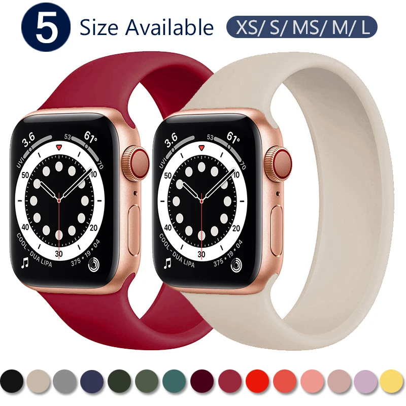 

Strap for Apple Watch 5 Band 40mm 44mm for iWatch serie 4/5/6/SE Elastic Belt Silicone Solo Loop for Apple watch band 42mm 38mm