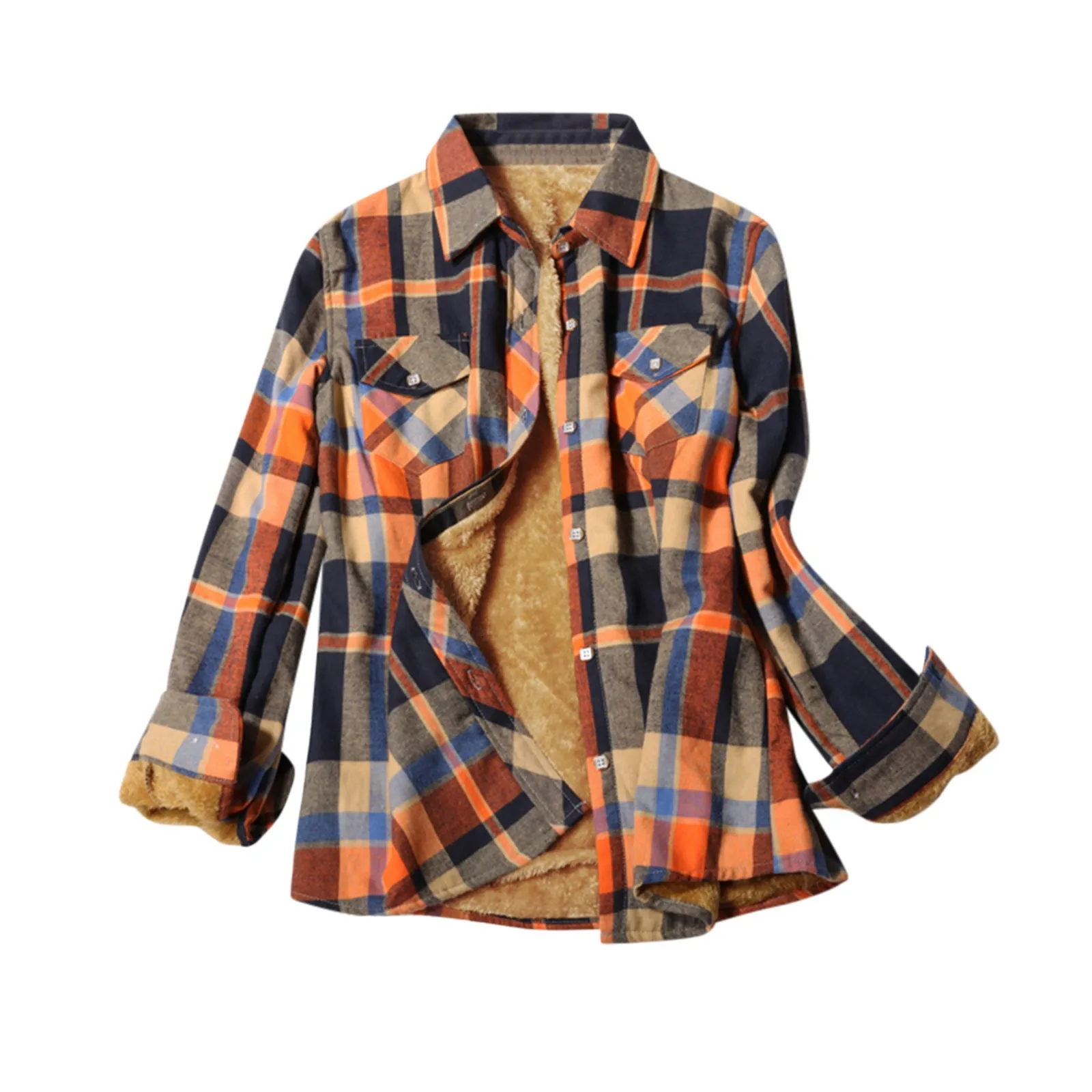 Winter Fall Women's Brushed Plaid Shirts Long Sleeve Flannel Lapel Button Down Pocketed Shirt Long Sleeve Thick Outwear 2022
Winter Fall Women's Brushed Plaid Shirts Long Sleeve Flannel Lapel Button Down Pocketed Shirt Long Sleeve Thick Outwear 2022