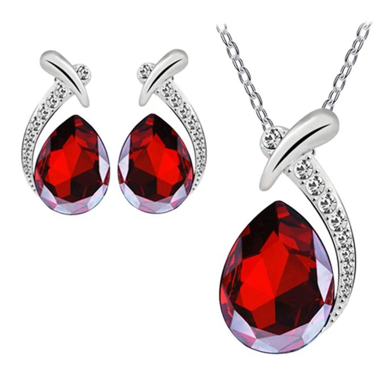 Pendant Necklace Stud Earring Jewelry Set Women Crystal Pendant Silver Plated chain necklaces for women jewelry
Pendant Necklace Stud Earring Jewelry Set Women Crystal Pendant Silver Plated chain necklaces for women jewelry