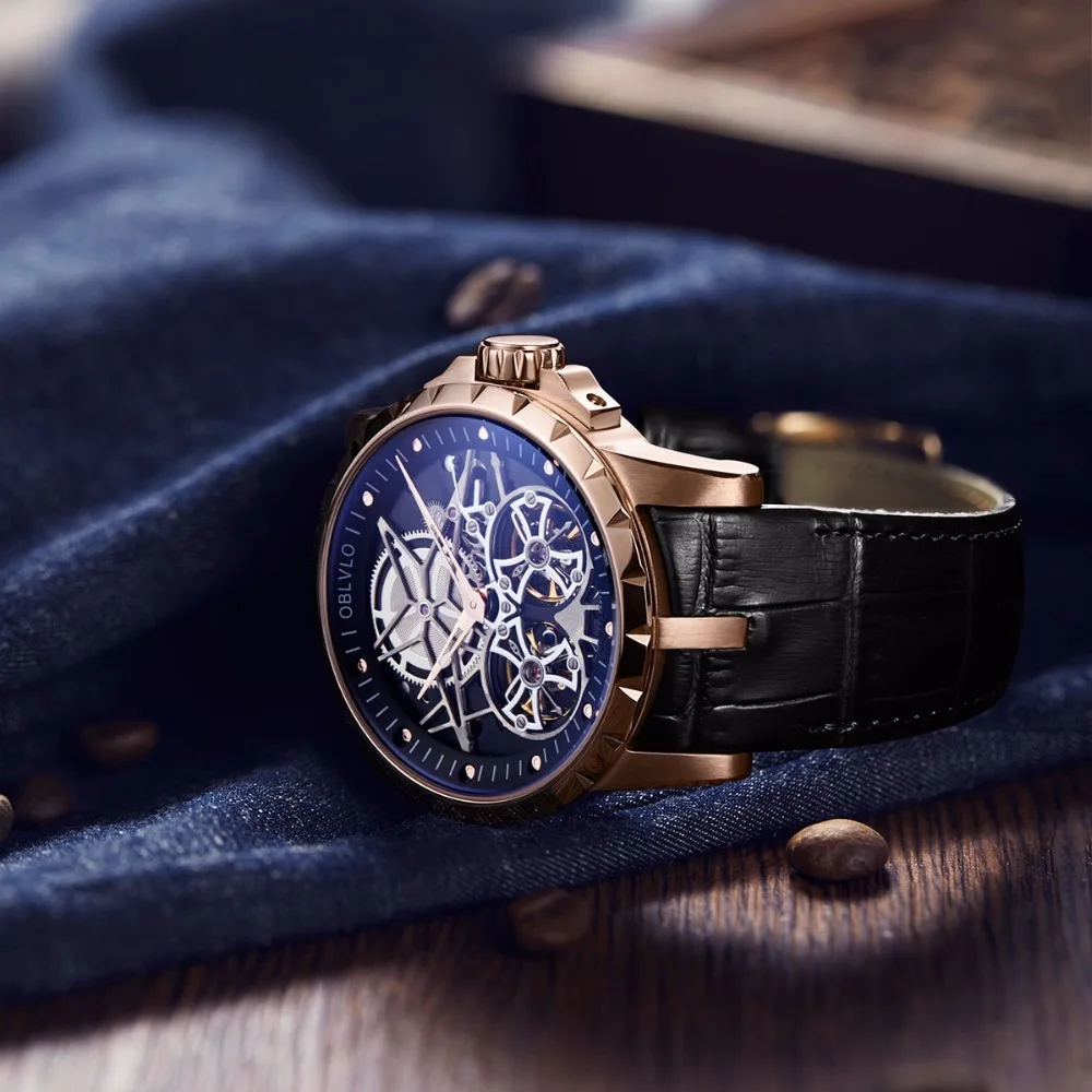 New Arrival OBLVLO Luxury Rose Gold Transparent Men Watch Tourbillon Automatic Military Waterproof Watches Men Relogio Masculino
New Arrival OBLVLO Luxury Rose Gold Transparent Men Watch Tourbillon Automatic Military Waterproof Watches Men Relogio Masculino
