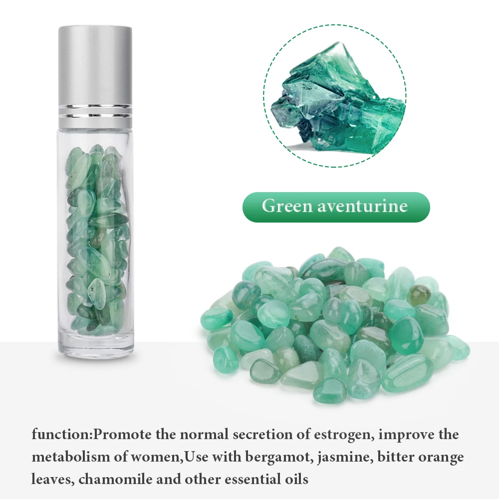 10ml 1pc Gemstone Essential Oil Roller Ball Bottles Crystal Chips Stone Bottle Refillable Roll-On Roller Natural Storage Bottle
10ml 1pc Gemstone Essential Oil Roller Ball Bottles Crystal Chips Stone Bottle Refillable Roll-On Roller Natural Storage Bottle
