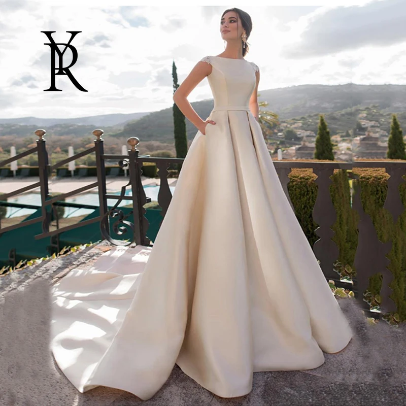 Elegant Wedding Dress Matte Satin With A-line Fluffy Dress O-neck Sleeveless With Ruched Bride Gowns Button Sashes Plus Size
Elegant Wedding Dress Matte Satin With A-line Fluffy Dress O-neck Sleeveless With Ruched Bride Gowns Button Sashes Plus Size