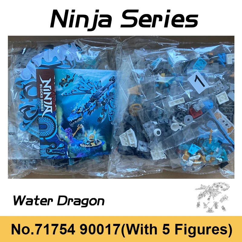 384pcs Ninja Series Overlord Dragon Building Blocks Black Mecha Figures Blue Water Bricks Toys For Boy Gifts | Игрушки и хобби