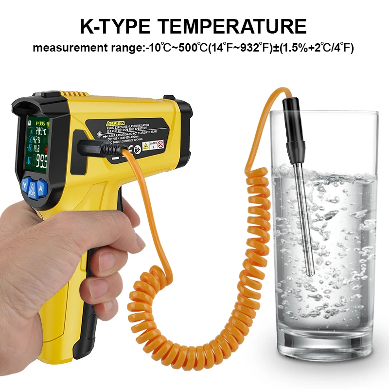 Mestek -50 to 600 Infrared Thermometer Non Contact Laser IR Temperature LCD Display Gun Pyrometer Tester Digital termometre
Mestek -50 to 600 Infrared Thermometer Non Contact Laser IR Temperature LCD Display Gun Pyrometer Tester Digital termometre