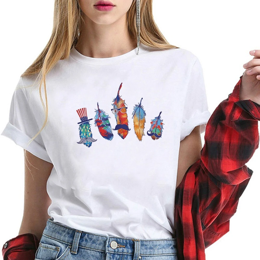 Graphic T Shirts Women Vintage Feather Print Funny T Shirt Women Short Sleeve Summer Cartoons Tees Tops Camisetas De Mujer
Graphic T Shirts Women Vintage Feather Print Funny T Shirt Women Short Sleeve Summer Cartoons Tees Tops Camisetas De Mujer