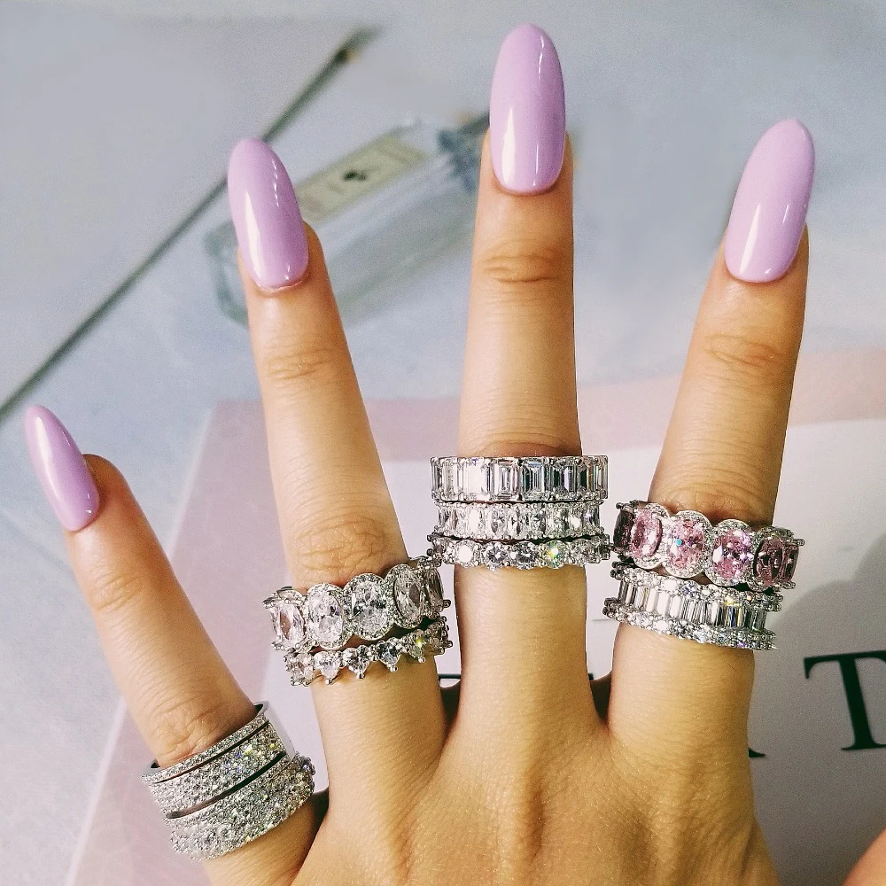 Luxury 925 Sterling Silver Wedding Band Eternity Ring For Women Big Gift For Ladies Love Wholesale Lots Bulk Jewelry R4577
Luxury 925 Sterling Silver Wedding Band Eternity Ring For Women Big Gift For Ladies Love Wholesale Lots Bulk Jewelry R4577