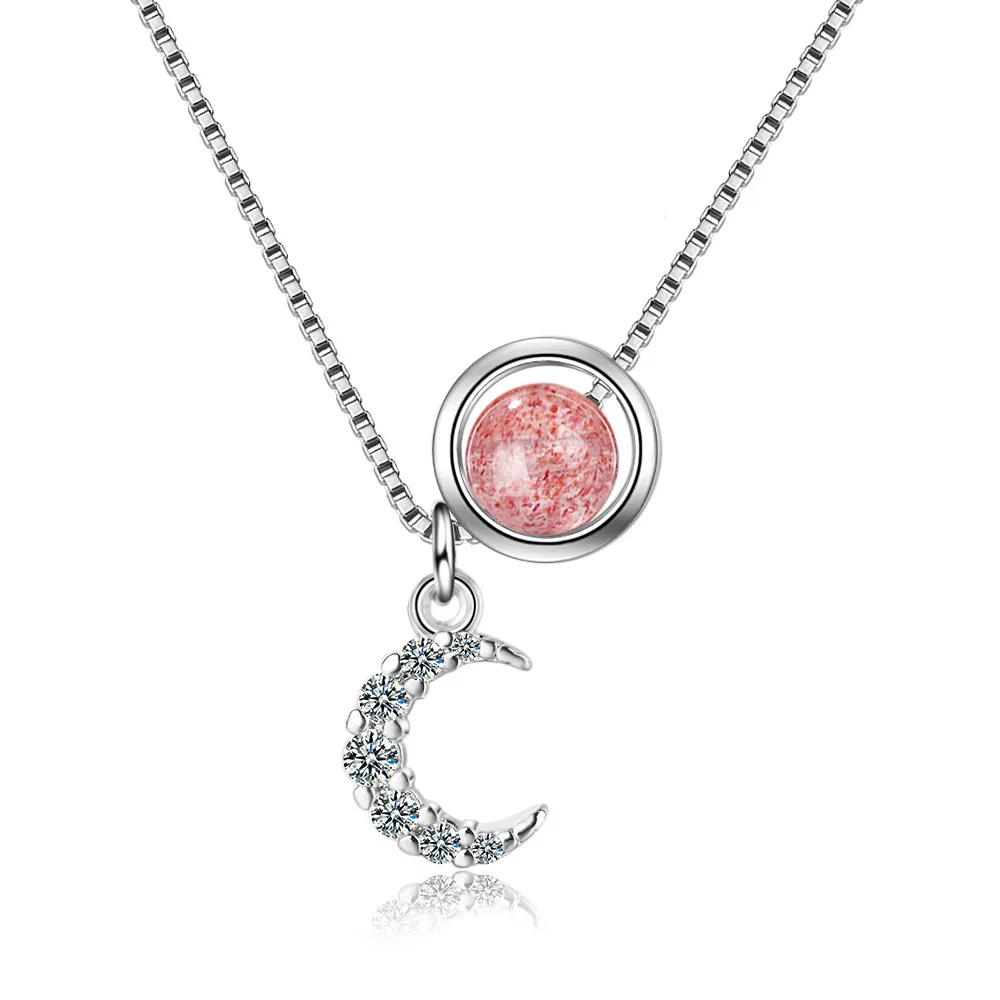 WANGAIYAO necklace female simple sweet pink strawberry crystal necklace moon sun short crystal clavicle chain
WANGAIYAO necklace female simple sweet pink strawberry crystal necklace moon sun short crystal clavicle chain