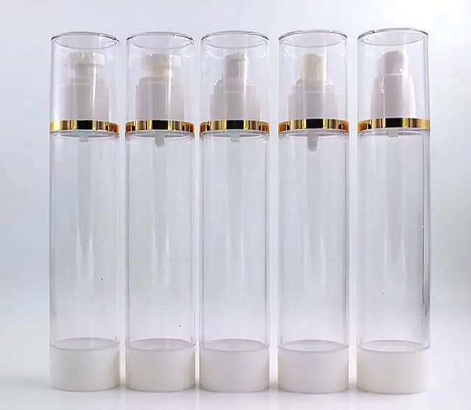 

100pcs 80ml 100ml 120ml Makeup Tools Transparent Essence Pump Bottle Plastic Airless Bottles For Lotion Shampoo SN264