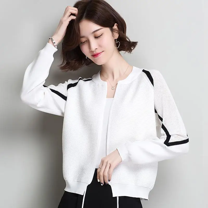 Sweaters Women Plus Size Short Knit 2021 Summer Knitted Hollow Stripe Splicing Long Sleeve Cardigan Jumper Jerseys Sweater Woman
Sweaters Women Plus Size Short Knit 2021 Summer Knitted Hollow Stripe Splicing Long Sleeve Cardigan Jumper Jerseys Sweater Woman