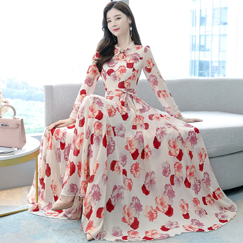 Elegant Lapel Shirt Dresses Women Long Sleeve Chiffon Sweet Floral Chinese Style Plus Size Clothes Pink Black Apricot
Elegant Lapel Shirt Dresses Women Long Sleeve Chiffon Sweet Floral Chinese Style Plus Size Clothes Pink Black Apricot