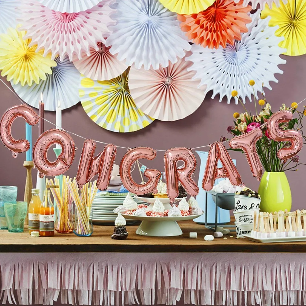 

New 1set 16inch Congratulations Congrats ballons letters Foil Balloons birthday Party Decor Wedding anniversary graduation decor