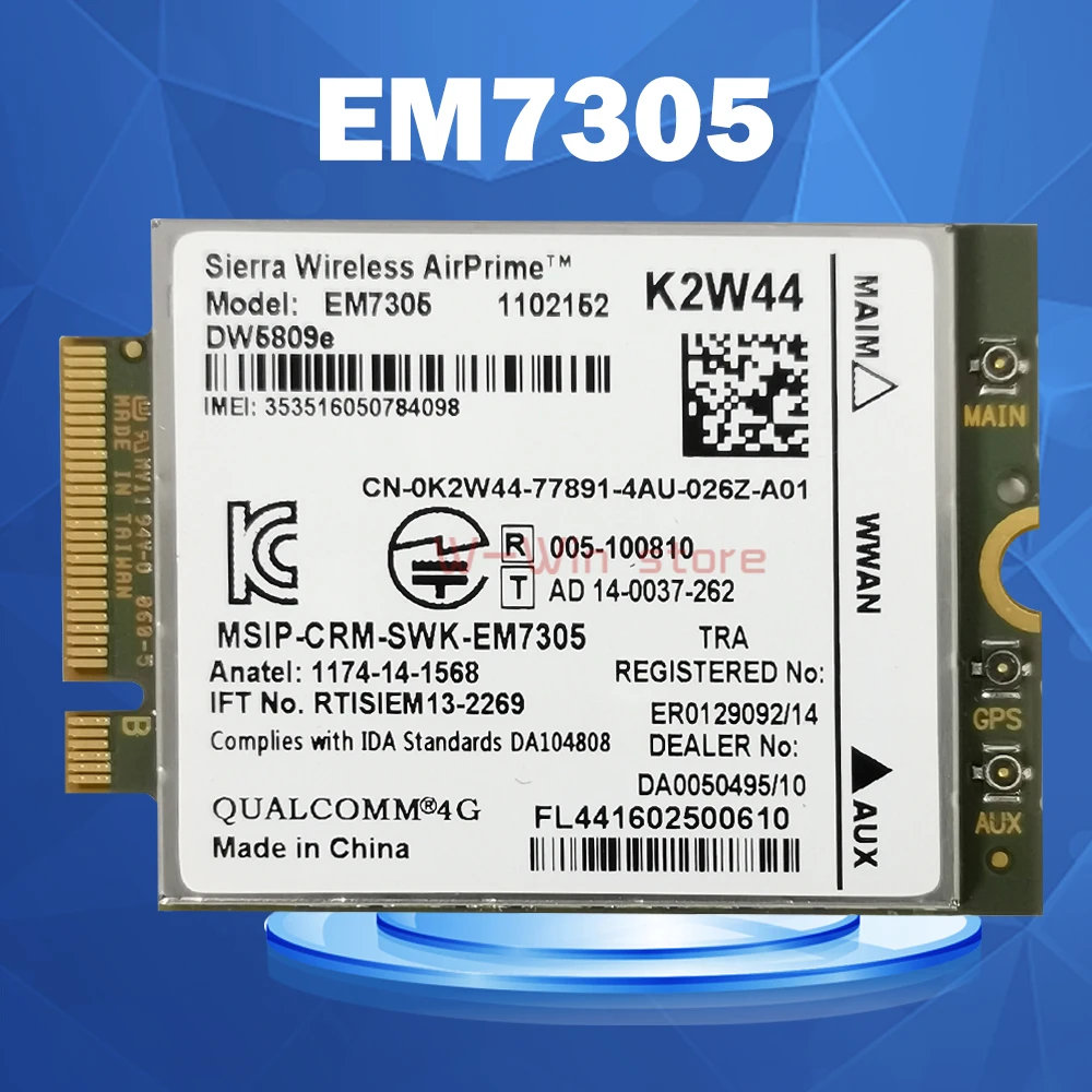 DW5809e Sierra Wireless Airprime EM7305 4G LTE WWAN M.2 NGFF Card Module For Dell Laptop Latitude 3340 E5250 E5450 E5550 E7250
DW5809e Sierra Wireless Airprime EM7305 4G LTE WWAN M.2 NGFF Card Module For Dell Laptop Latitude 3340 E5250 E5450 E5550 E7250