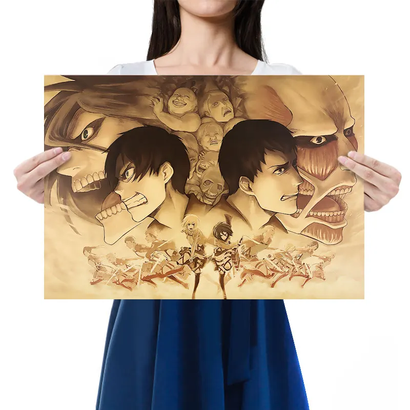 Latest Animation Attack Giant Character Surround Products Adhesive Print Decor Painting Retro Kraft Paper Poster Wall Stickers
Latest Animation Attack Giant Character Surround Products Adhesive Print Decor Painting Retro Kraft Paper Poster Wall Stickers