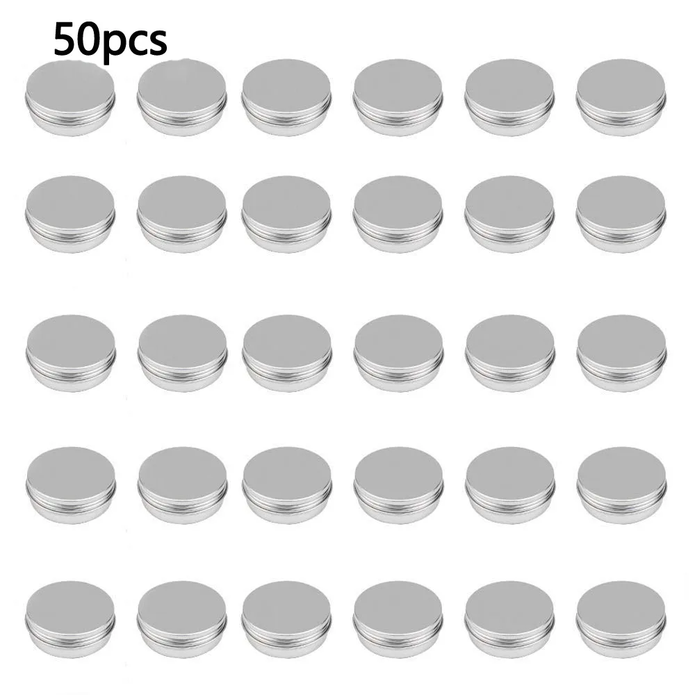 50pcs Refillable Containers Aluminum Empty Cosmetic Silver Box Screw Jar Portable Travel Tin Packing Box Makeup Cream Lip Balm
50pcs Refillable Containers Aluminum Empty Cosmetic Silver Box Screw Jar Portable Travel Tin Packing Box Makeup Cream Lip Balm