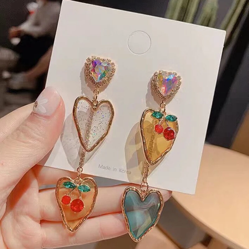 2020 New Korean Elegant Acrylic Heart Cherry Drop Earrings For Women Girls Transparent Crystal Holiday Pendientes Mujer Moda
2020 New Korean Elegant Acrylic Heart Cherry Drop Earrings For Women Girls Transparent Crystal Holiday Pendientes Mujer Moda