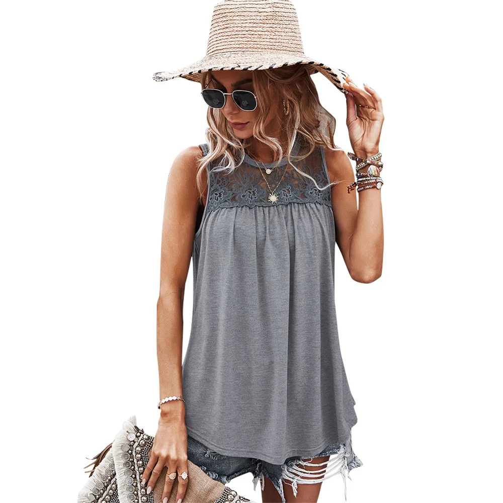 Sleeveless Sexy Women's T-shirt 2021 Lace Mesh Basic Hollow Out Solid Casual O Neck Summer Ladies Tops Loose Woman T-shirts
Sleeveless Sexy Women's T-shirt 2021 Lace Mesh Basic Hollow Out Solid Casual O Neck Summer Ladies Tops Loose Woman T-shirts