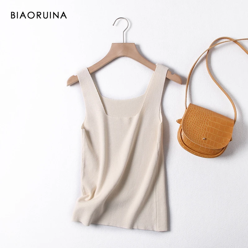 BIAORUINA Women's Solid Color Sleeveless Square Collar Knitted Tank Top Female Summer Casual Thin Comfortable Camisole
BIAORUINA Women's Solid Color Sleeveless Square Collar Knitted Tank Top Female Summer Casual Thin Comfortable Camisole