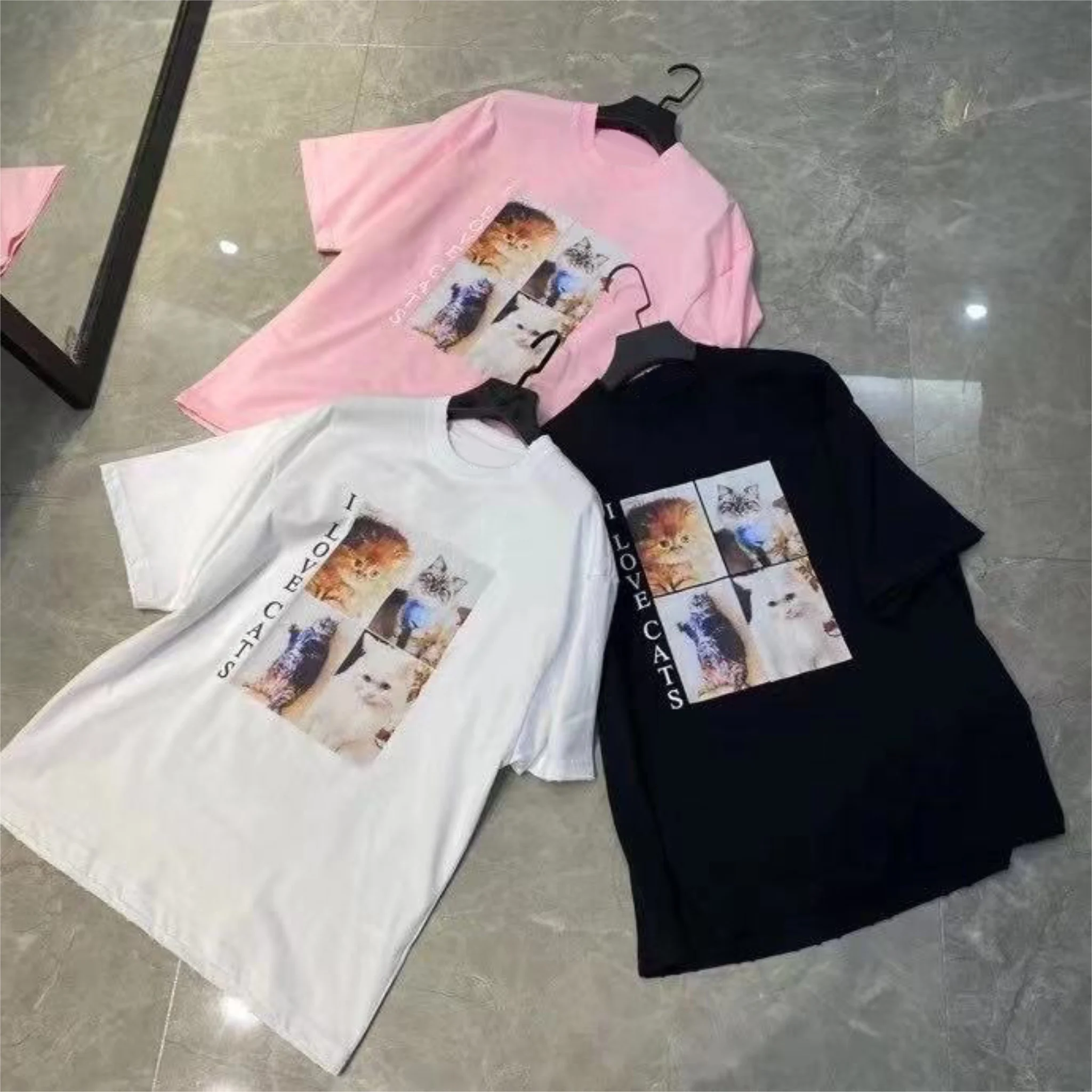 I love cats t-hsirt summer women's new short sleeves high quality printed pure cotton casual European and American street
I love cats t-hsirt summer women's new short sleeves high quality printed pure cotton casual European and American street