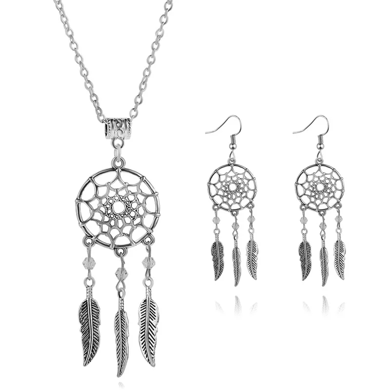 Dream Catcher Necklace for Women Vintage Feather Jewelry Set Sweater Chain Earring Set Valentine's Day Gift Designer Charms
Dream Catcher Necklace for Women Vintage Feather Jewelry Set Sweater Chain Earring Set Valentine's Day Gift Designer Charms