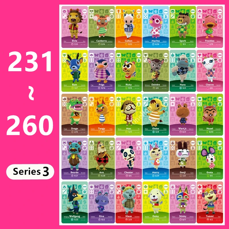 Animal Croxxing NO.231~260 Series 3 Animal Card NFC Tag Ntag215 Switch NS Game Accessories Villager
Animal Croxxing NO.231~260 Series 3 Animal Card NFC Tag Ntag215 Switch NS Game Accessories Villager