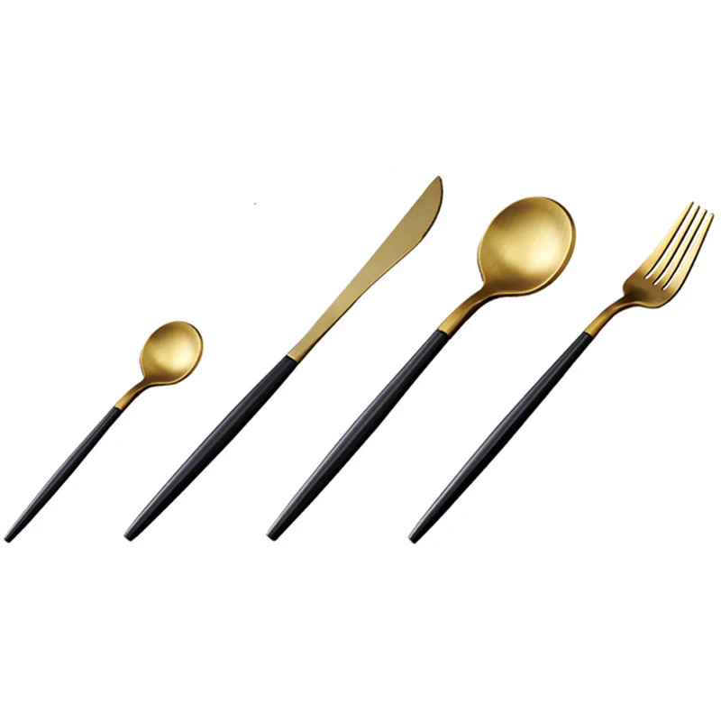 Black Gold Flatware,4 Piece Matte Black Handle 18/10 Stainless Steel Tableware Sets For 1 Including Forks Spoons Knives
Black Gold Flatware,4 Piece Matte Black Handle 18/10 Stainless Steel Tableware Sets For 1 Including Forks Spoons Knives
