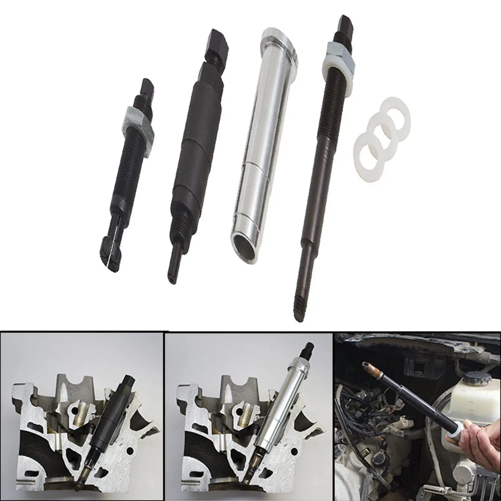 

Alloy Broken Spark Plug Remover Kit Ignition Self-Tapping Puller Porcelain Pusher Kit Extracting Lisle 65700 for Ford 3V Engine