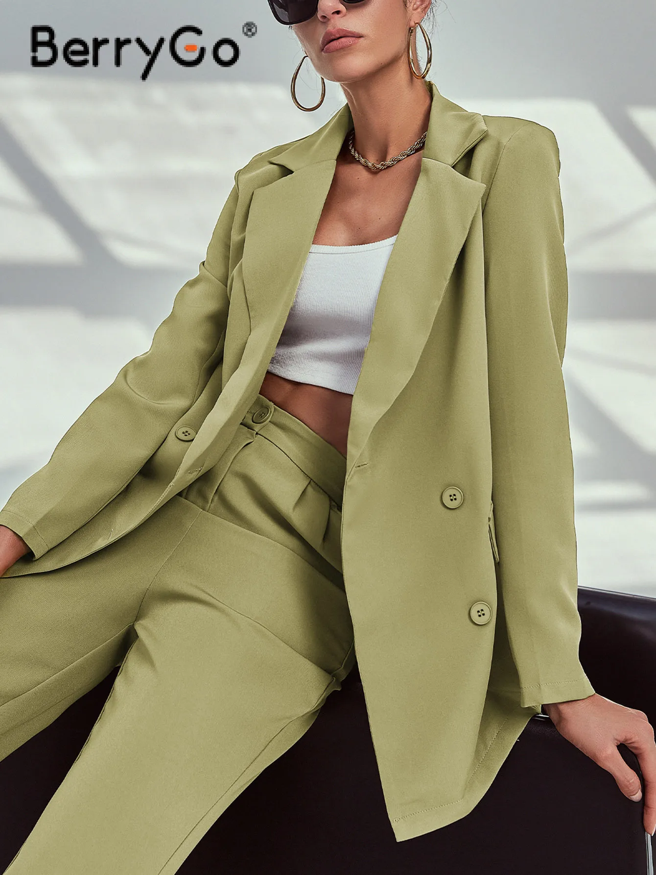 BerryGo Autumn winter high street blazer suits women Fashion two piece sets office lady Solid pocket double breasted formal suit
BerryGo Autumn winter high street blazer suits women Fashion two piece sets office lady Solid pocket double breasted formal suit